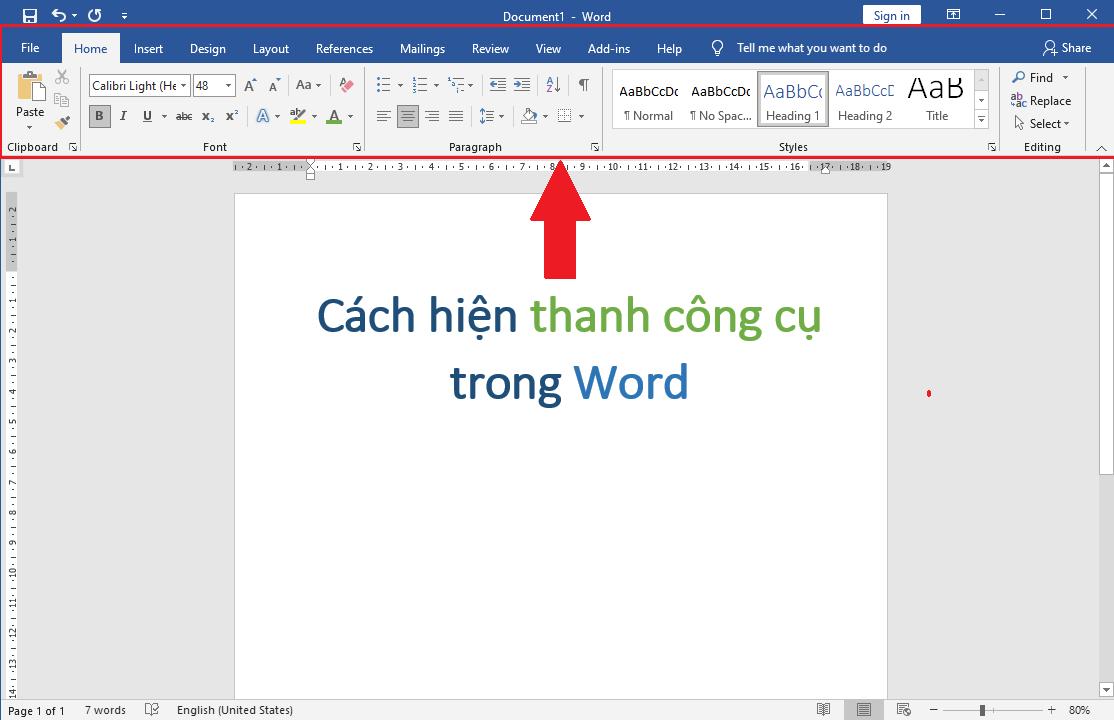 cach hien thanh cong cu trong Word 2010