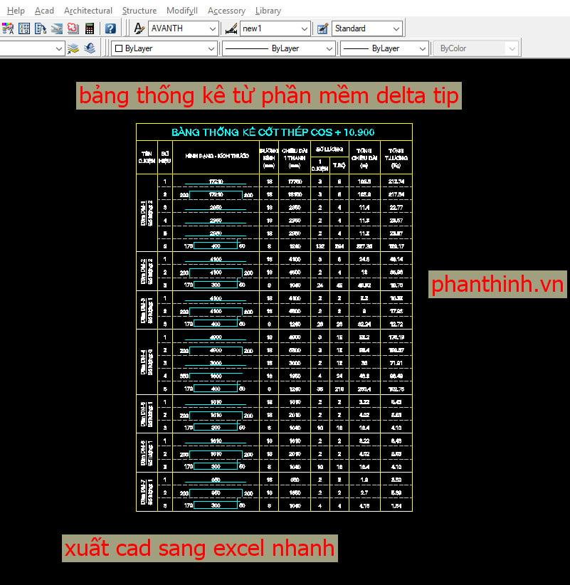 Xuất text từ cad sang excel